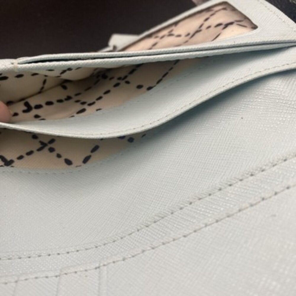 KATE SPADE Wallet Madison Slim Saffiano Leather Pale Blue Bifold LOOK READ - Picture 7 of 7